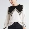 Loop Cashmere Easy Cashmere Sweatshirt in Neutral Zig Zag - Black/White