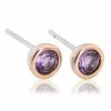 Clogau Amethyst February Birthstone Earrings - Silver & Gold