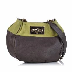 Chloe Pre-owned Vintage Chloe Color Block Leather Shoulder Bag Brown