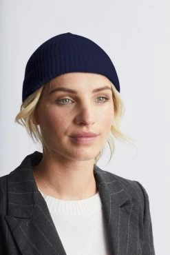 Loop Cashmere Cashmere Beanie in Midnight Blue - Navy