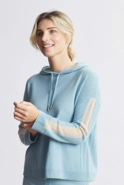 Loop Cashmere Cashmere Hoody in Blue