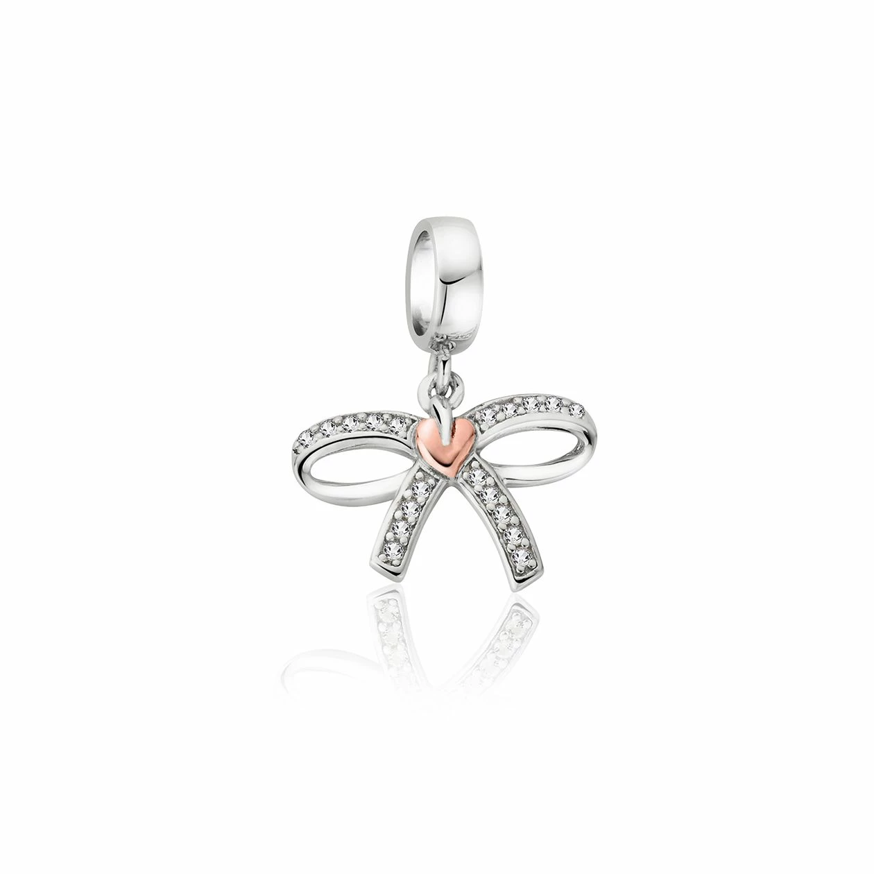 Clogau Tree of Life Bow White Topaz Milestones Bead Charm - Silver & Gold 1 Clogau Tree of Life Bow White Topaz Milestones Bead Charm - Silver & Gold
