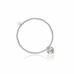Clogau Honey Bee Honeycomb Heart Affinity Bead Bracelet - Silver & Gold
