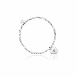 Clogau Cariad Heart White Topaz Affinity Bead Bracelet - Silver & Gold