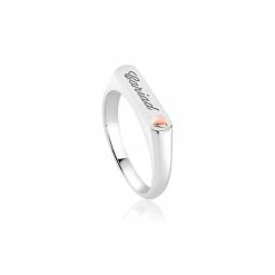 Clogau Cariad Engraved Bar Ring - Silver & Gold