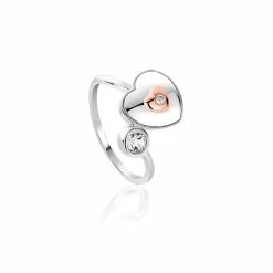 Clogau Cariad Heart White Topaz Ring - Silver & Gold