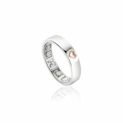 Clogau Take My Heart Wide Band Ring - Silver & Gold