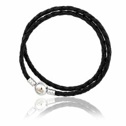 Clogau Tree of Life Insignia Black Leather Bracelet - Silver & Gold