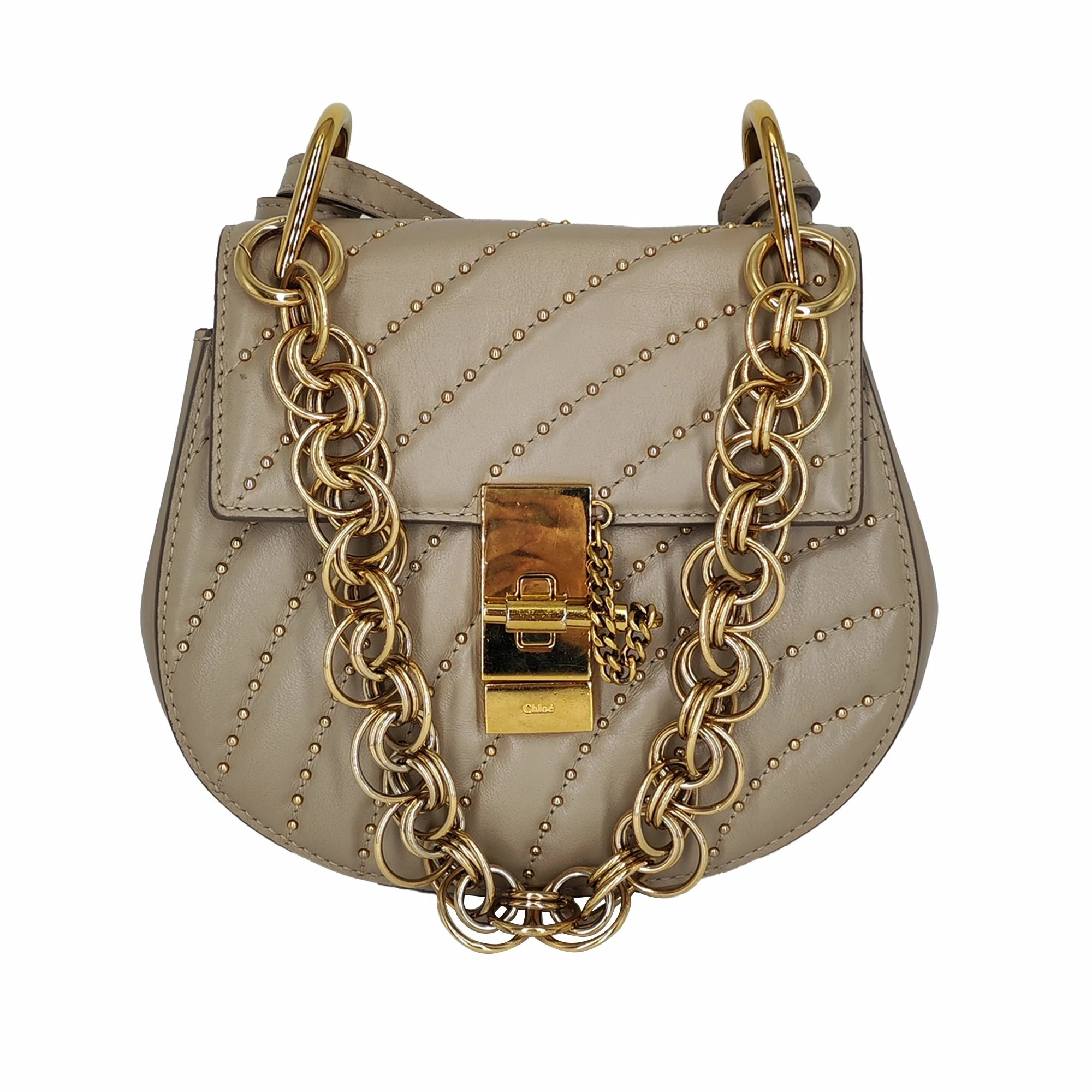 Chloe Pre-owned Vintage Chloe Drew Bijou Studded Leather Crossbody Bag Gray - Grey 1 Chloe Pre-owned Vintage Chloe Drew Bijou Studded Leather Crossbody Bag Gray - Grey