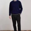Loop Cashmere Mens Cashmere Crew Neck Sweater in Midnight Blue - Navy