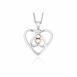 Clogau Silver & Rose Gold Celtic Heart Pendant