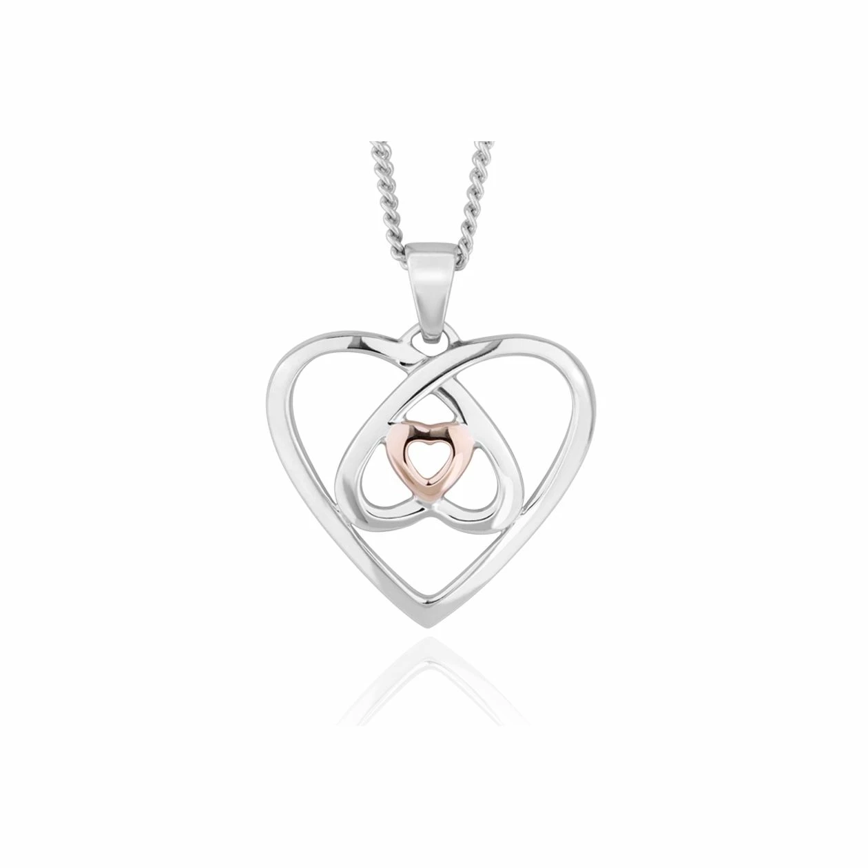 Clogau Silver & Rose Gold Celtic Heart Pendant 1 Clogau Silver & Rose Gold Celtic Heart Pendant