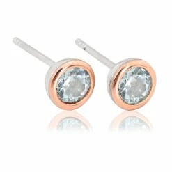 Clogau Aquamarine March Birthstone Earrings - White
