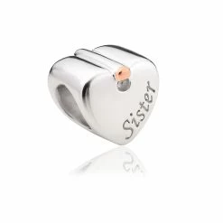 Clogau Sister Heart Charm - Silver