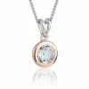 Clogau Aquamarine March Birthstone Pendant - White