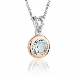 Clogau Aquamarine March Birthstone Pendant - White