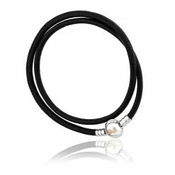 Clogau Tree of Life Black Leather Bracelet - Silver