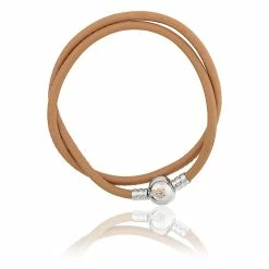 Clogau Tree of Life Cream Leather Bracelet - Silver