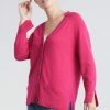 Loop Cashmere V Neck Cashmere Cardigan in Cherry - Pink