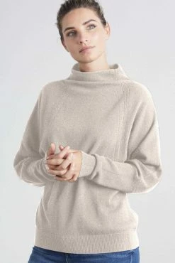 Loop Cashmere Lofty Cashmere Batwing Sweater in Birch - Beige