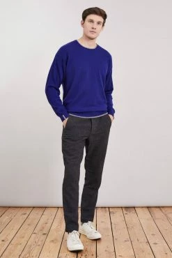 Loop Cashmere Mens Cashmere Crew Neck Sweater in Ultramarine - Blue