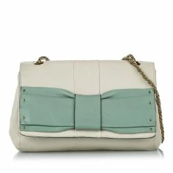 Chloe Pre-owned Vintage Chloe June Bow Flap Leather Shoulder Bag Gray - Grey