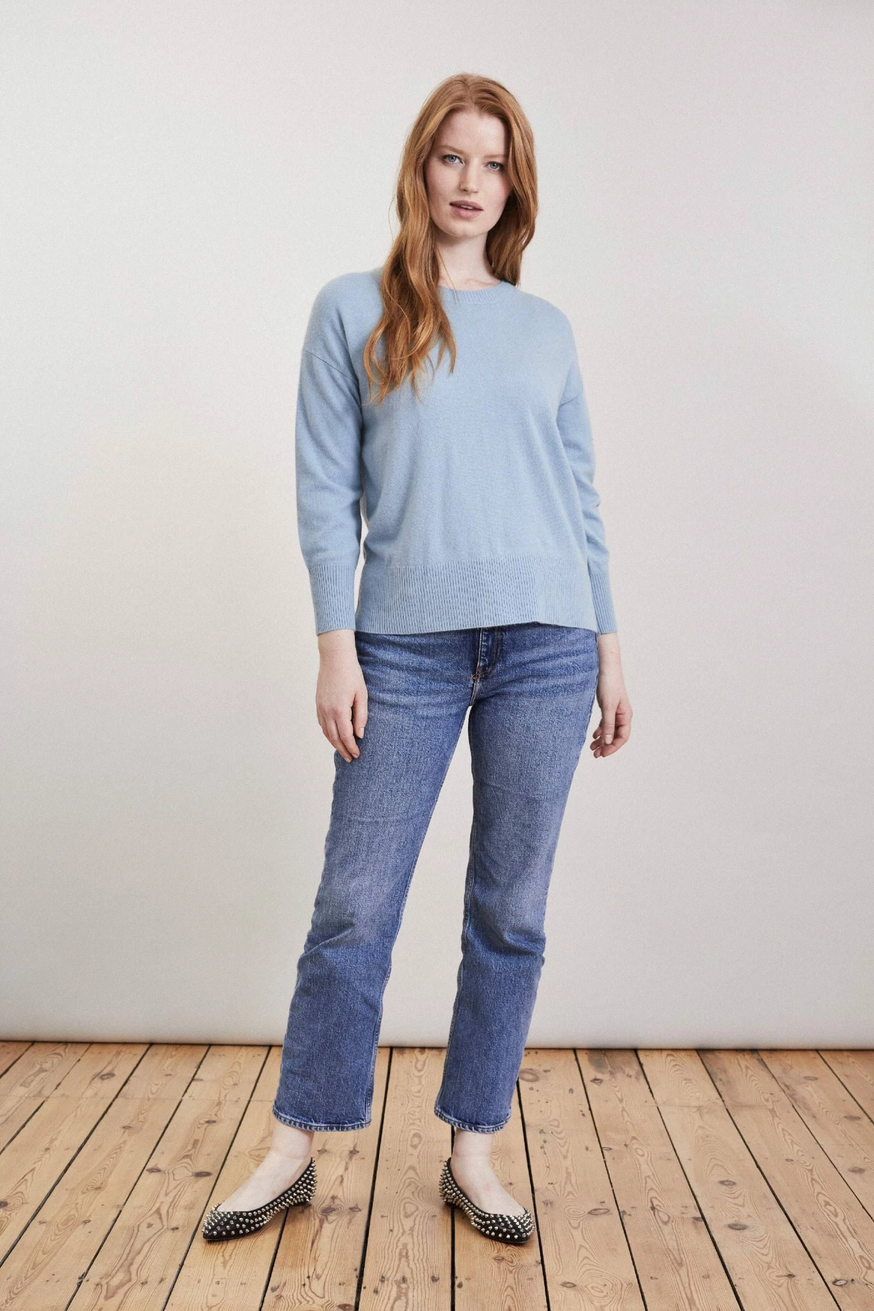 Loop Cashmere Easy Cashmere Sweatshirt in Glacier - Blue 1 Loop Cashmere Easy Cashmere Sweatshirt in Glacier - Blue