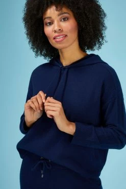 Loop Cashmere Cashmere Hoody in Navy