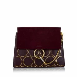 Chloe Pre-owned Vintage Chloe Studded Medium Faye Leather Shoulder Bag Red