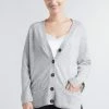 Loop Cashmere V Neck Cashmere Cardigan in Foggy - Grey