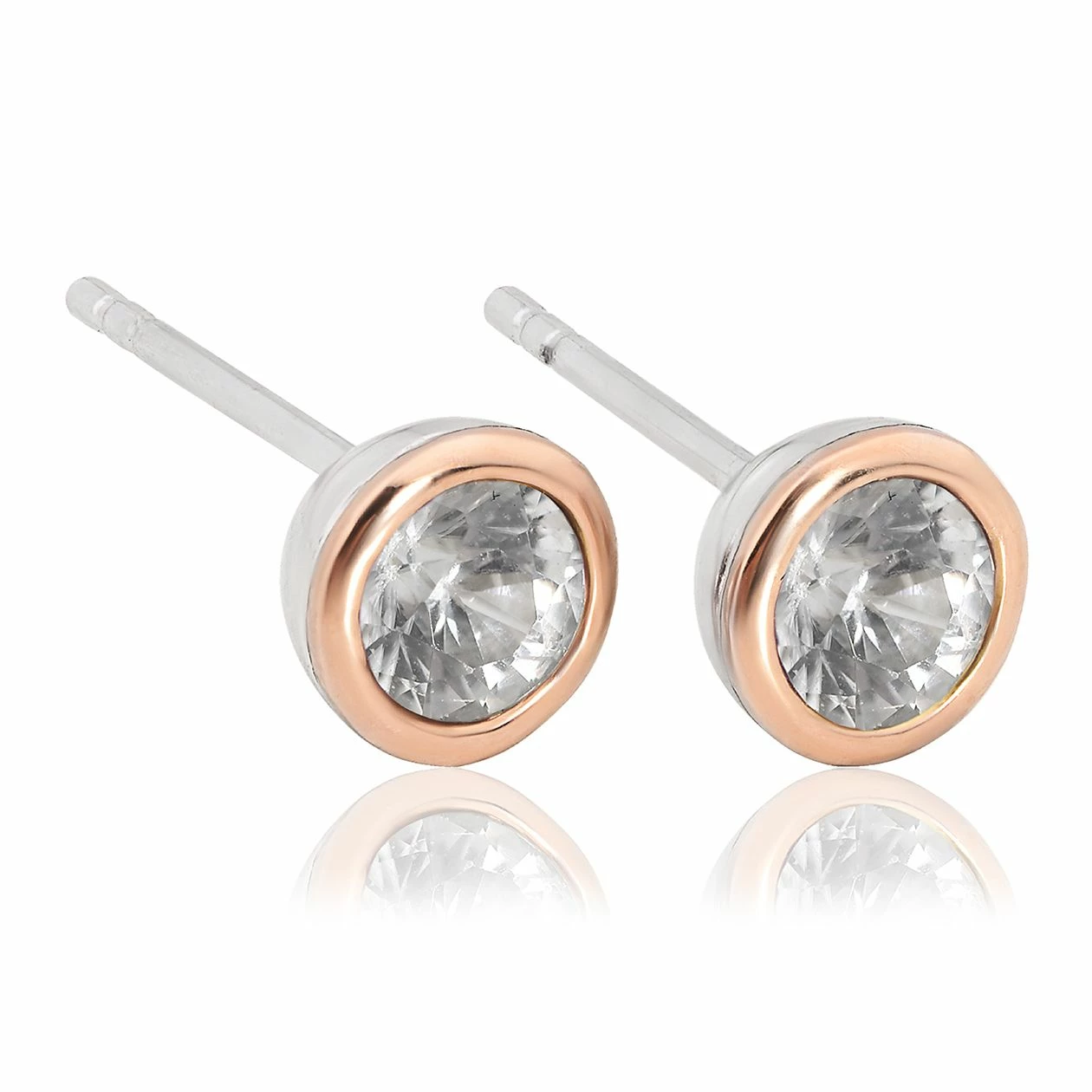 Clogau Zircon April Birthstone Earrings - Silver & Gold 1 Clogau Zircon April Birthstone Earrings - Silver & Gold