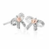 Clogau Tree of Life Bow White Topaz Earrings - Silver
