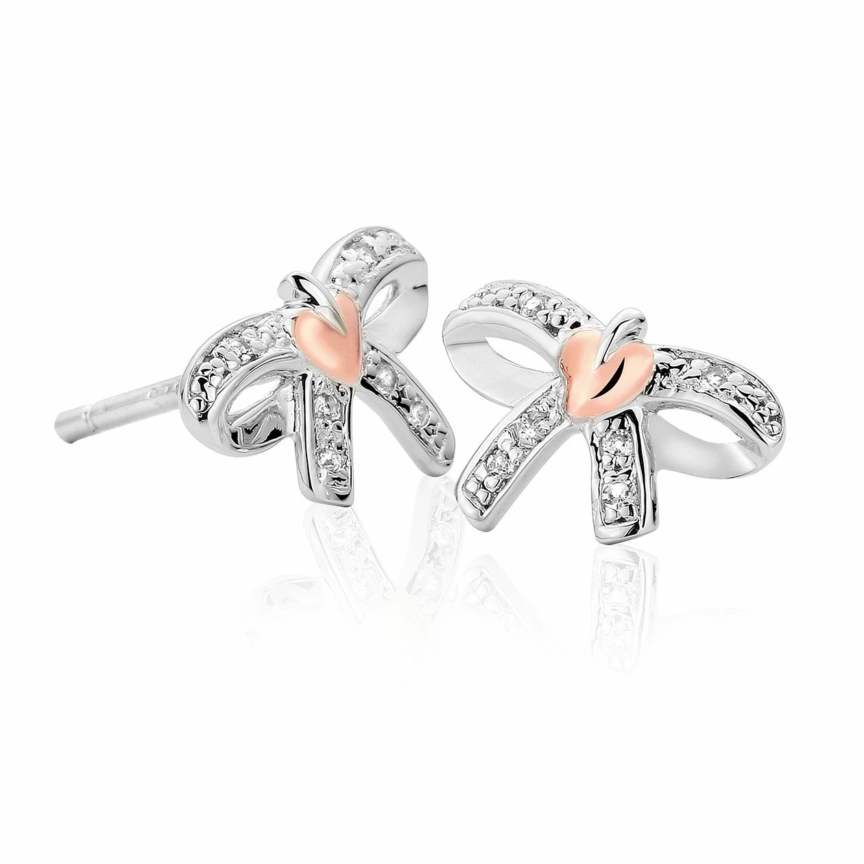Clogau Tree of Life Bow White Topaz Earrings - Silver 1 Clogau Tree of Life Bow White Topaz Earrings - Silver