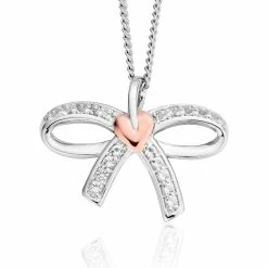 Clogau Tree of Life Bow White Topaz Pendant - Silver