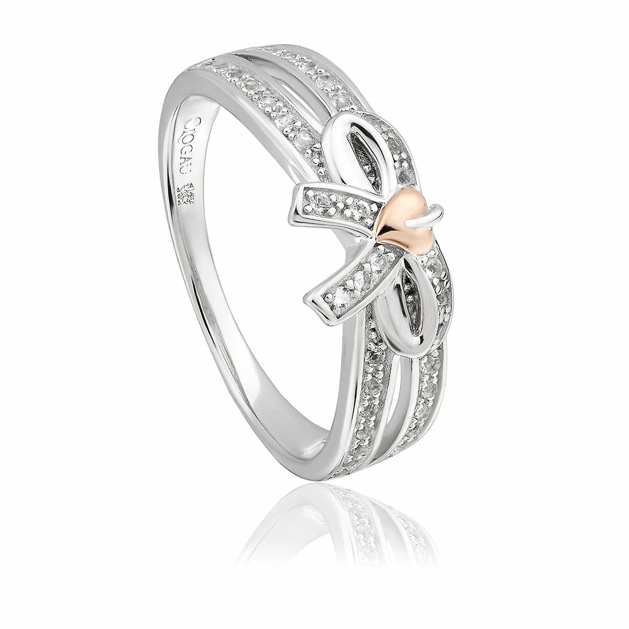Clogau Tree of Life Bow White Topaz Ring - Silver 1 Clogau Tree of Life Bow White Topaz Ring - Silver